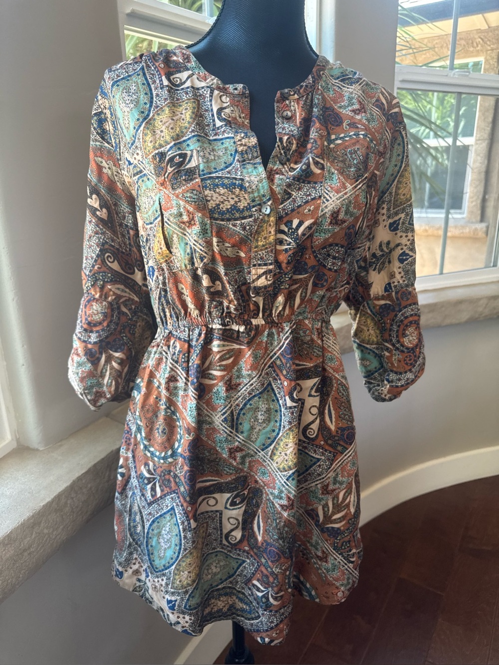 Anthropologie - Holding Horses Boho Paisley Retro ShirtDress Women's Size 6
